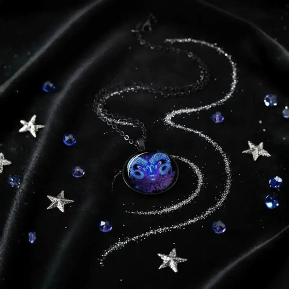 Collar Para Hombres Y Mujeres Dije Cristal Signos Zodiacales 6