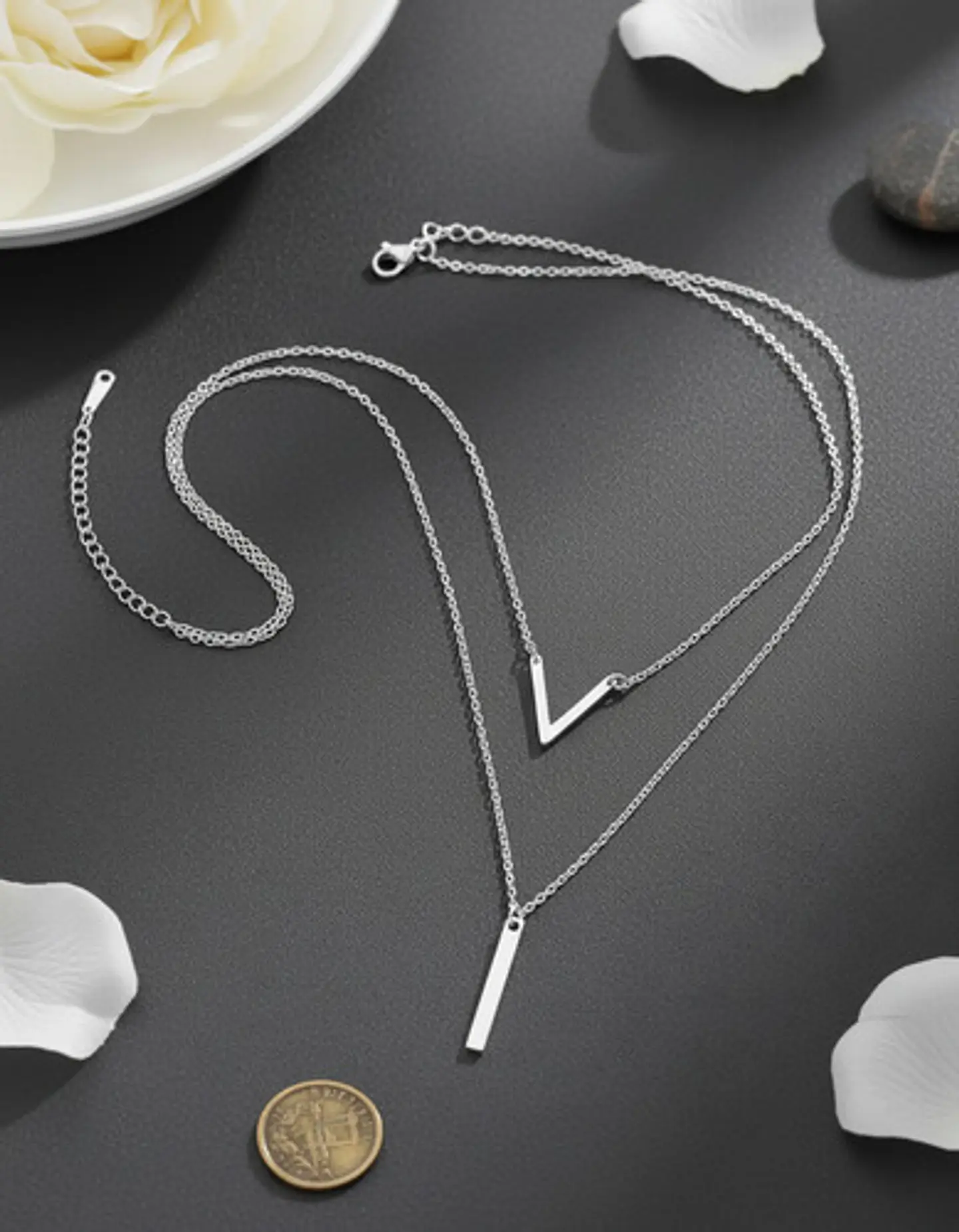 Collar Para Mujer Dijesen V Geométrico  Estilo K Pop Minimal 15