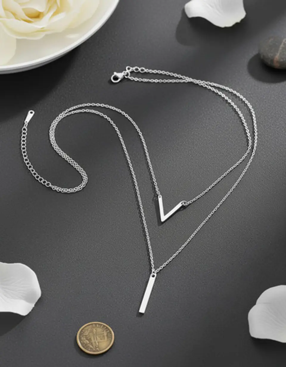 Collar Para Mujer Dijesen V Geométrico  Estilo K Pop Minimal 15