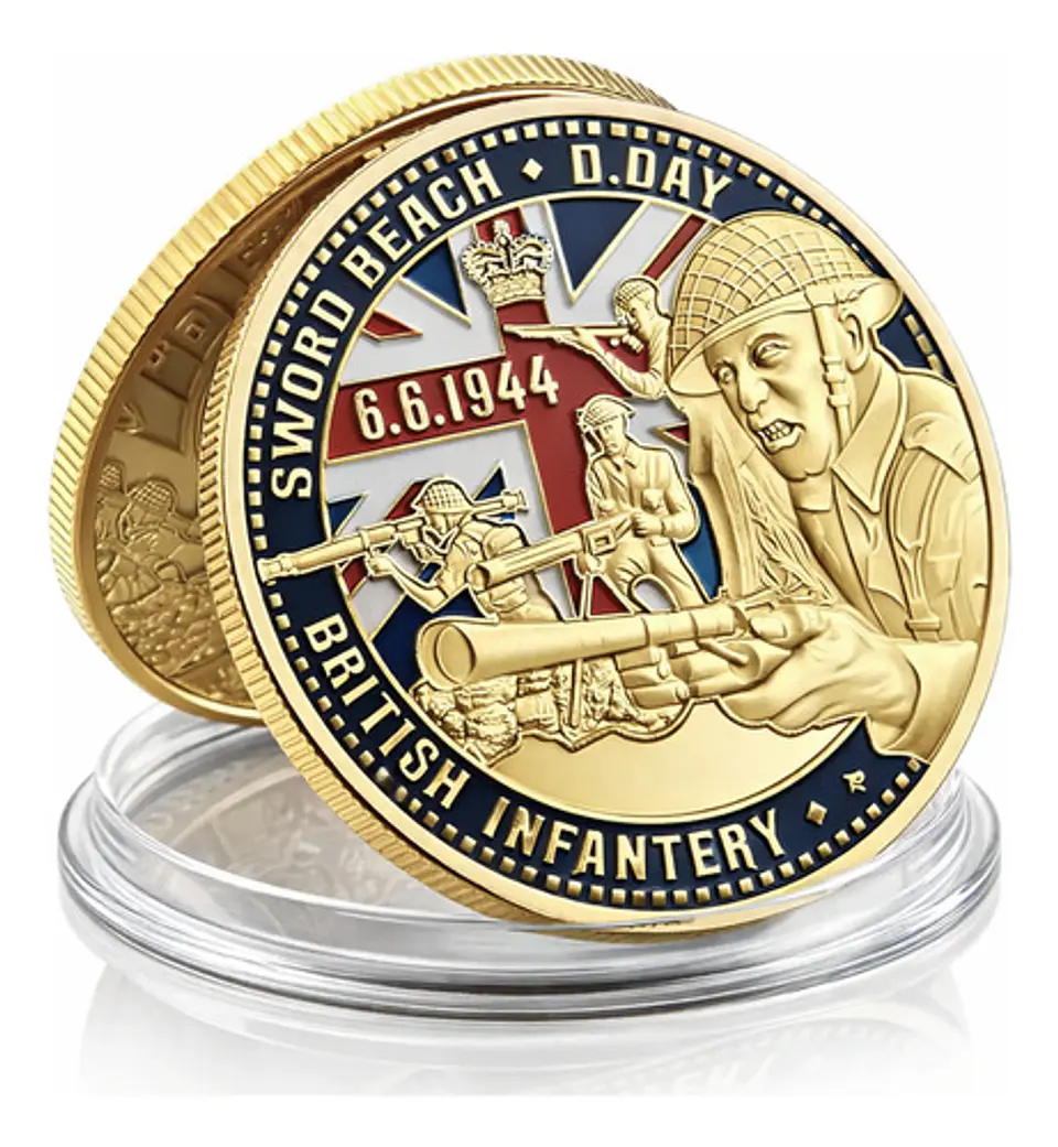 Moneda Coleccionable Militar Honor D-day Gold Beach 6.6.1944 1