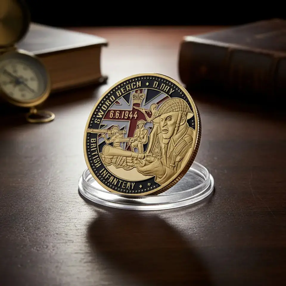 Moneda Coleccionable Militar Honor D-day Gold Beach 6.6.1944 4