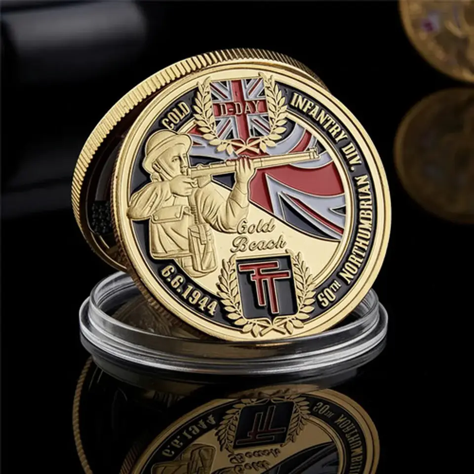 Moneda Coleccionable Militar Honor D-day Gold Beach 6.6.1944 6