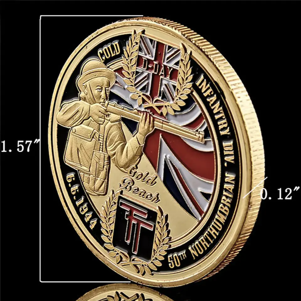 Moneda Coleccionable Militar Honor D-day Gold Beach 6.6.1944 7