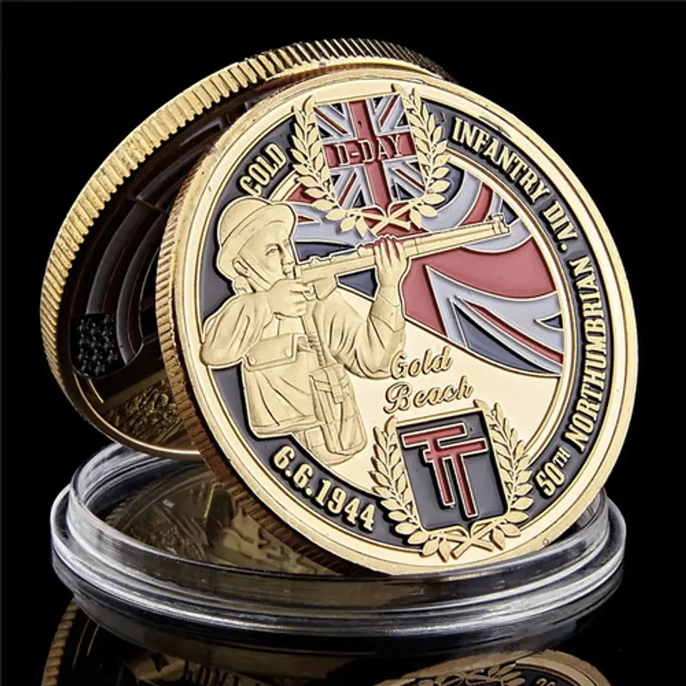 Moneda Coleccionable Militar Honor D-day Gold Beach 6.6.1944 8