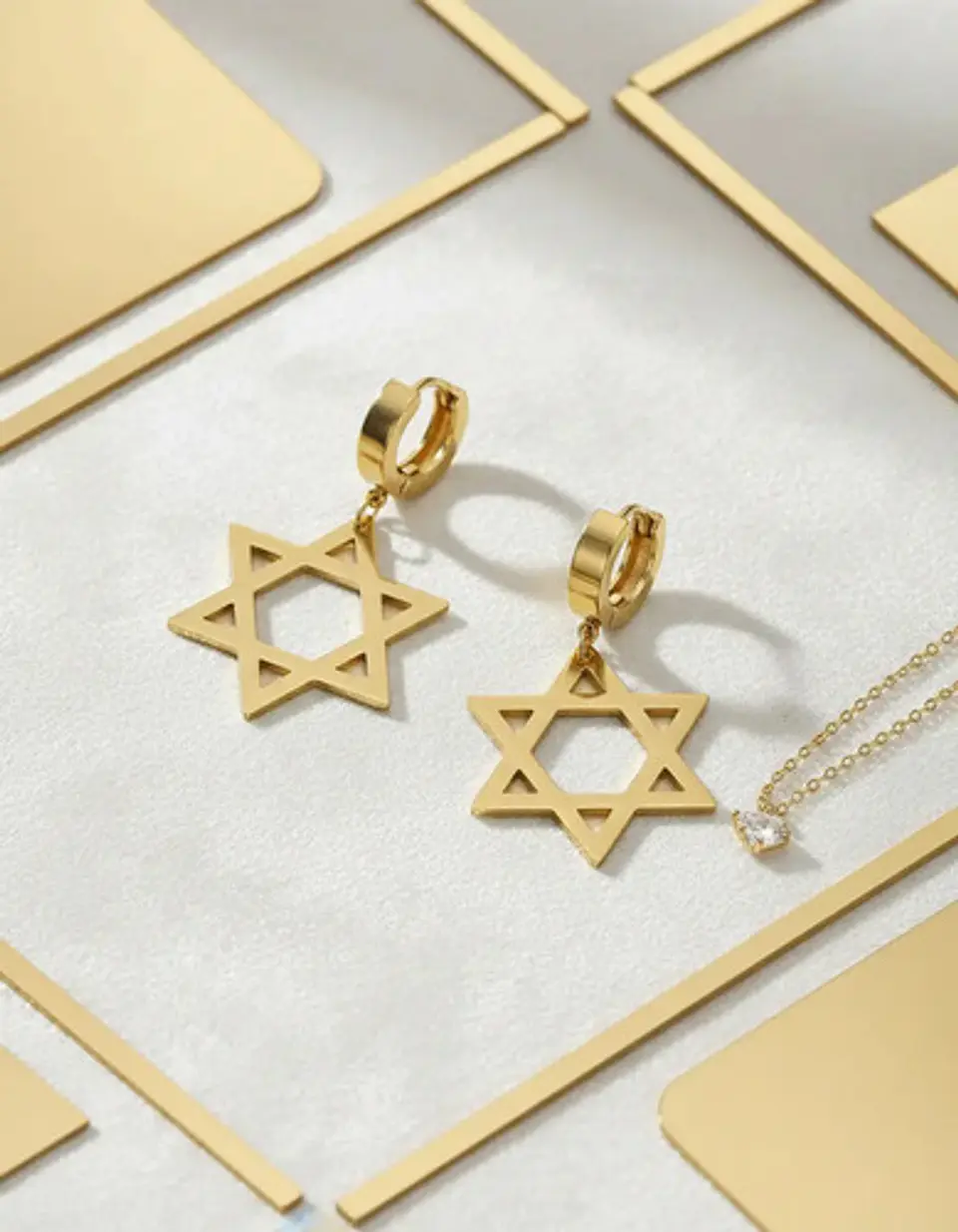 Aretes Para Hombres Mujeres Pendientes Aro Estrella De David 2