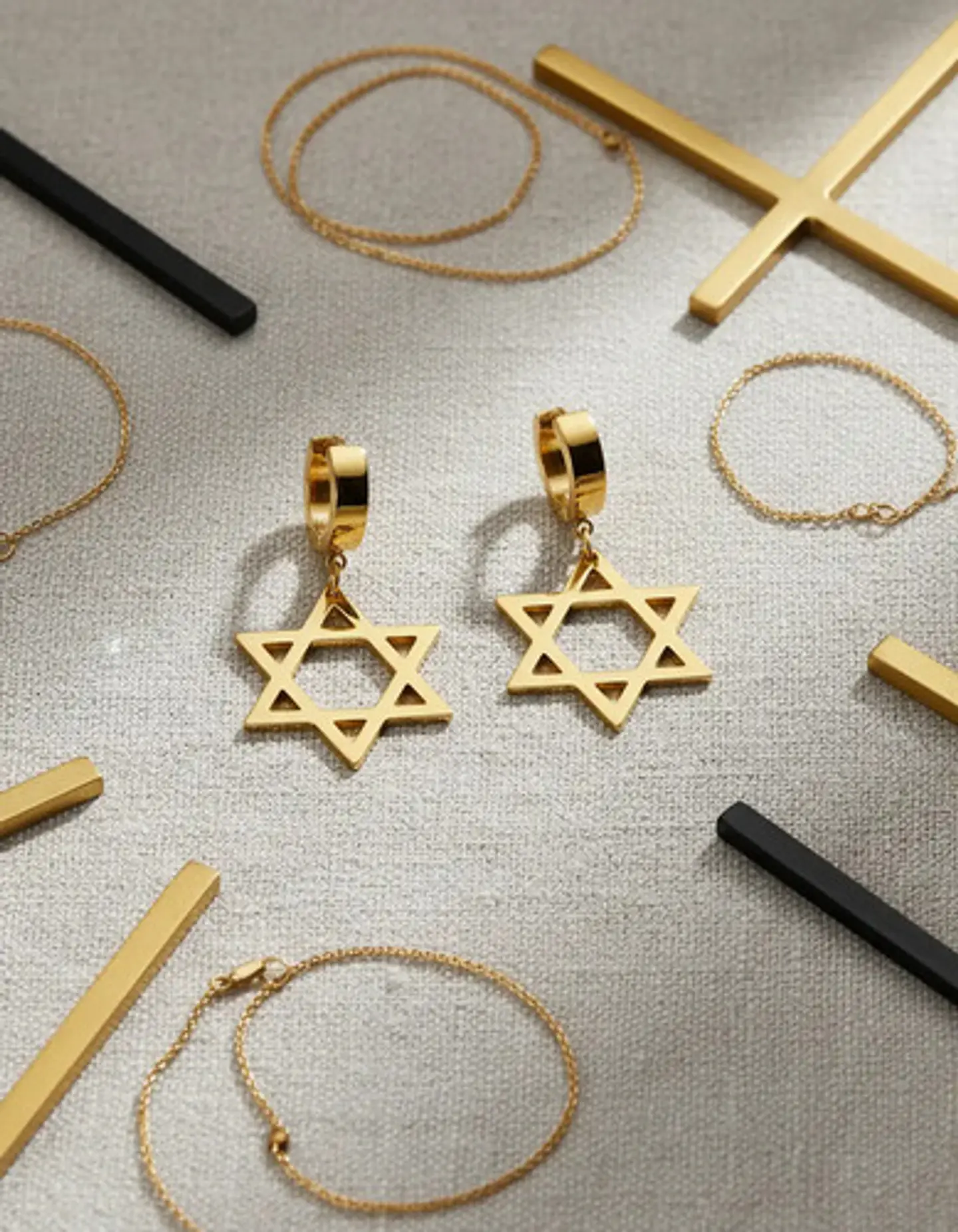Aretes Para Hombres Mujeres Pendientes Aro Estrella De David 3