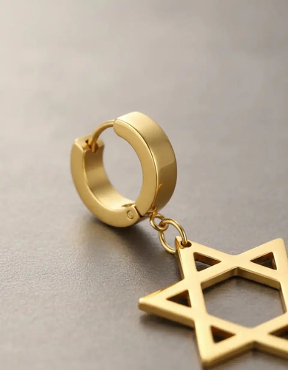 Aretes Para Hombres Mujeres Pendientes Aro Estrella De David 6
