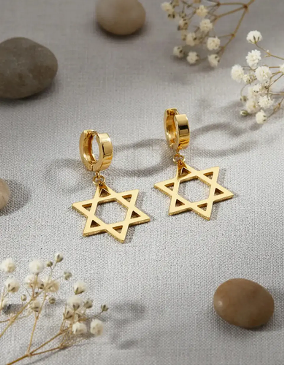 Aretes Para Hombres Mujeres Pendientes Aro Estrella De David 8