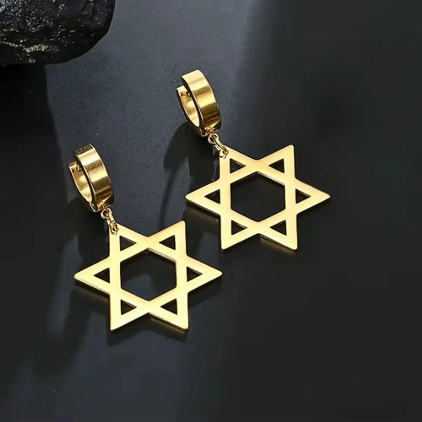 Aretes Para Hombres Mujeres Pendientes Aro Estrella De David 9