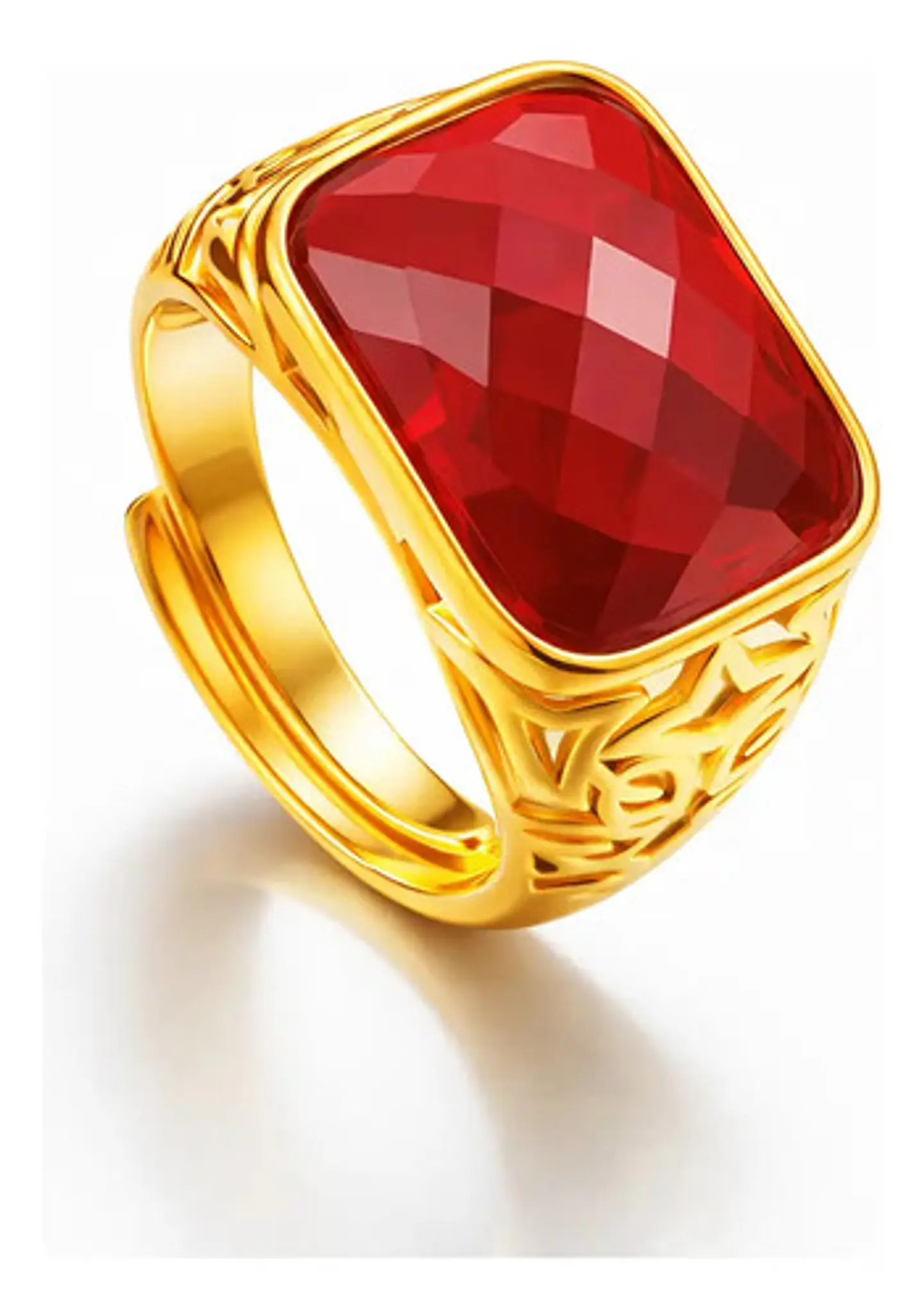 Anillo Para Hombre Mujer Piedra Cristal Ajustable Color Oro 1
