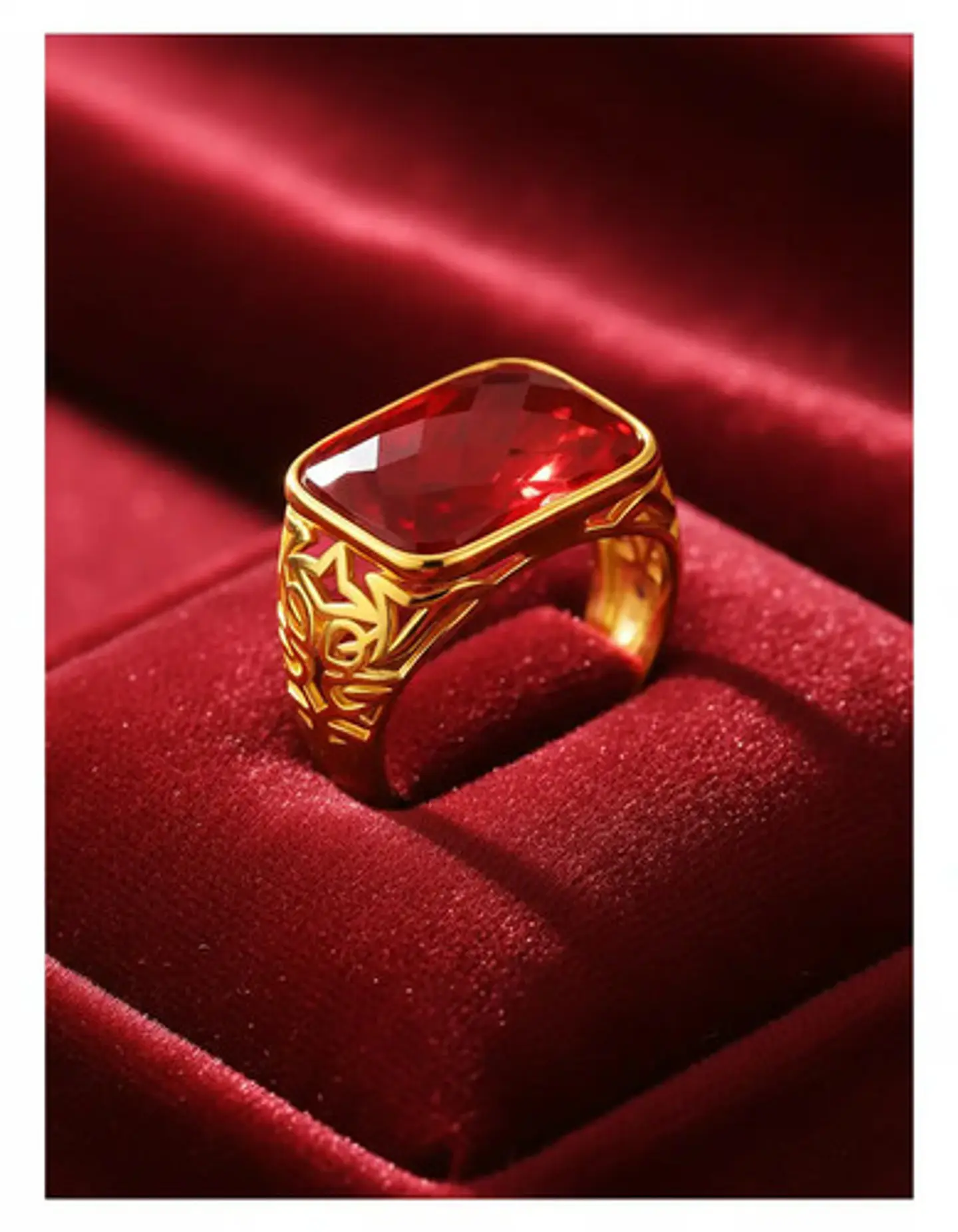 Anillo Para Hombre Mujer Piedra Cristal Ajustable Color Oro 2