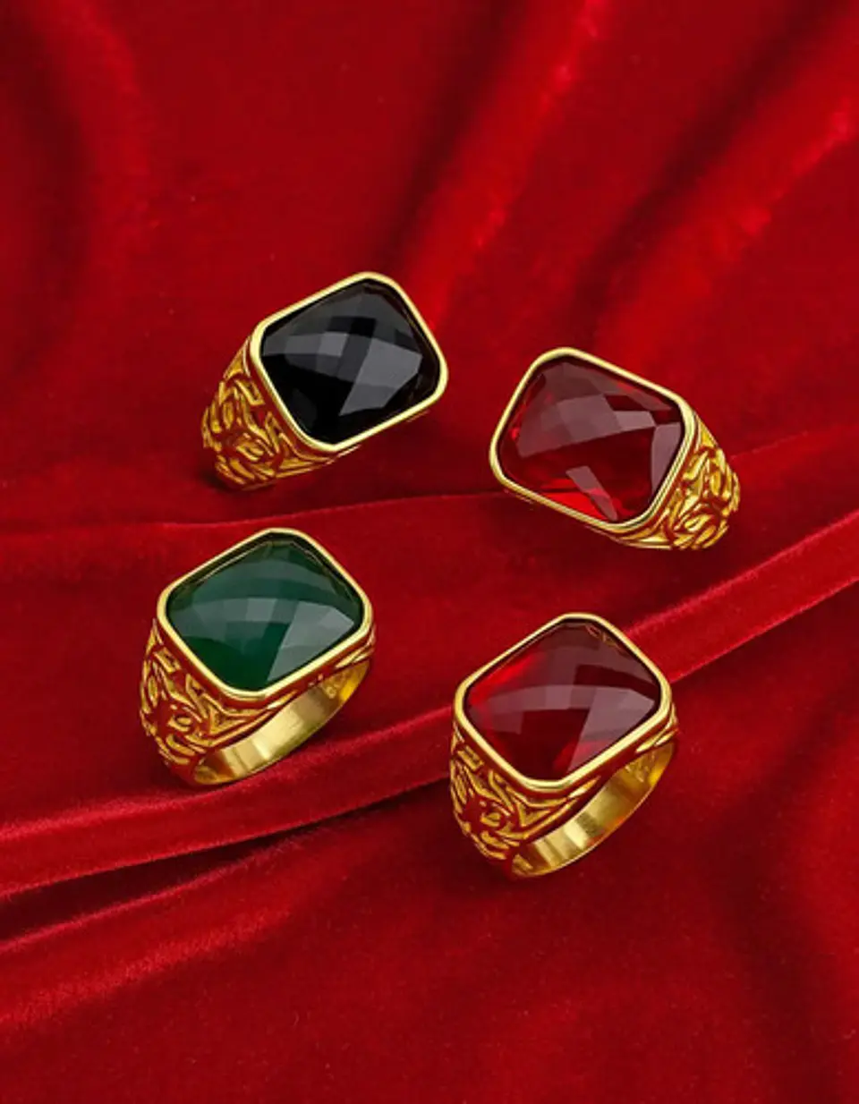 Anillo Para Hombre Mujer Piedra Cristal Ajustable Color Oro 6