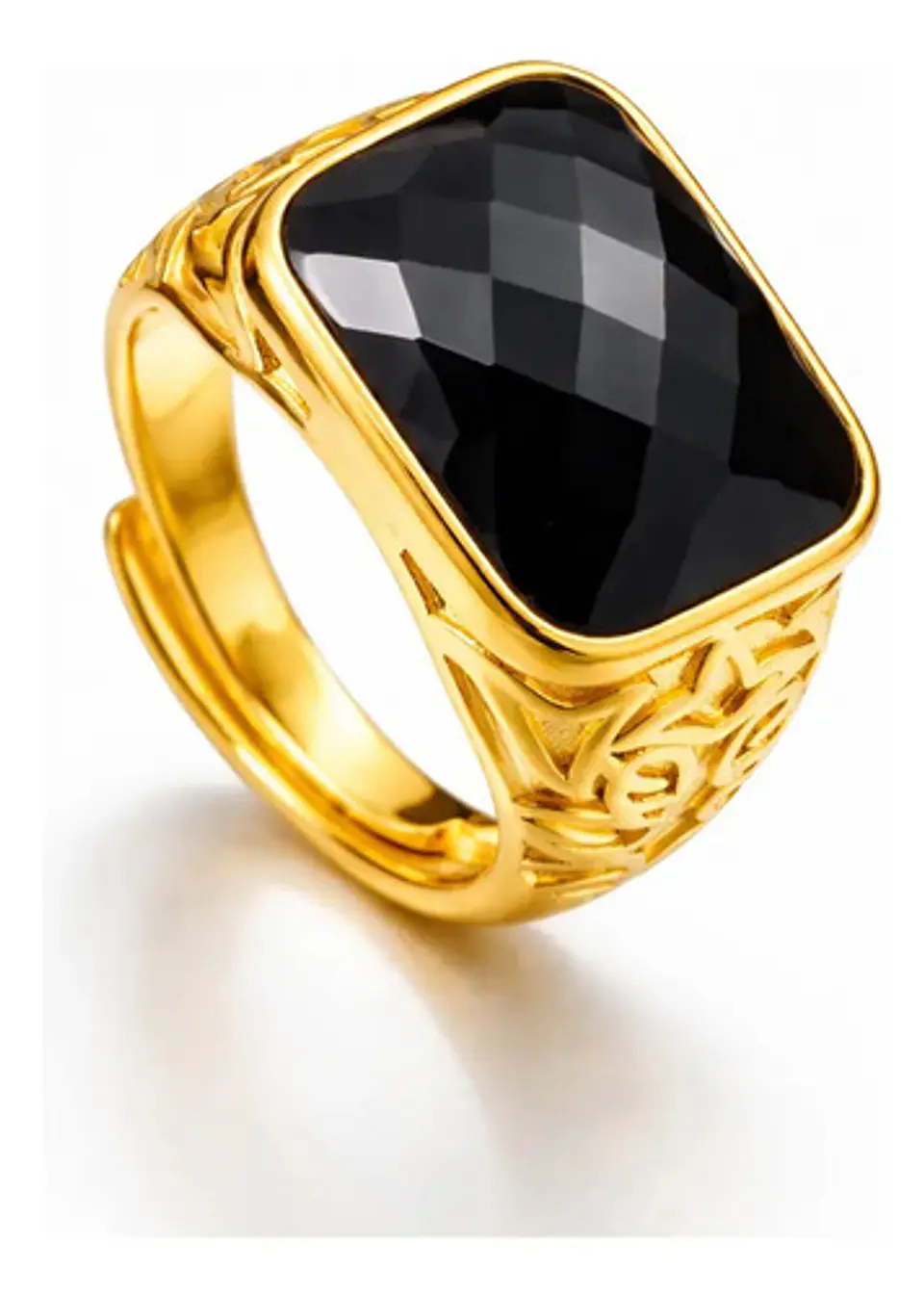 Anillo Para Hombre Mujer Piedra Cristal Ajustable Color Oro 9