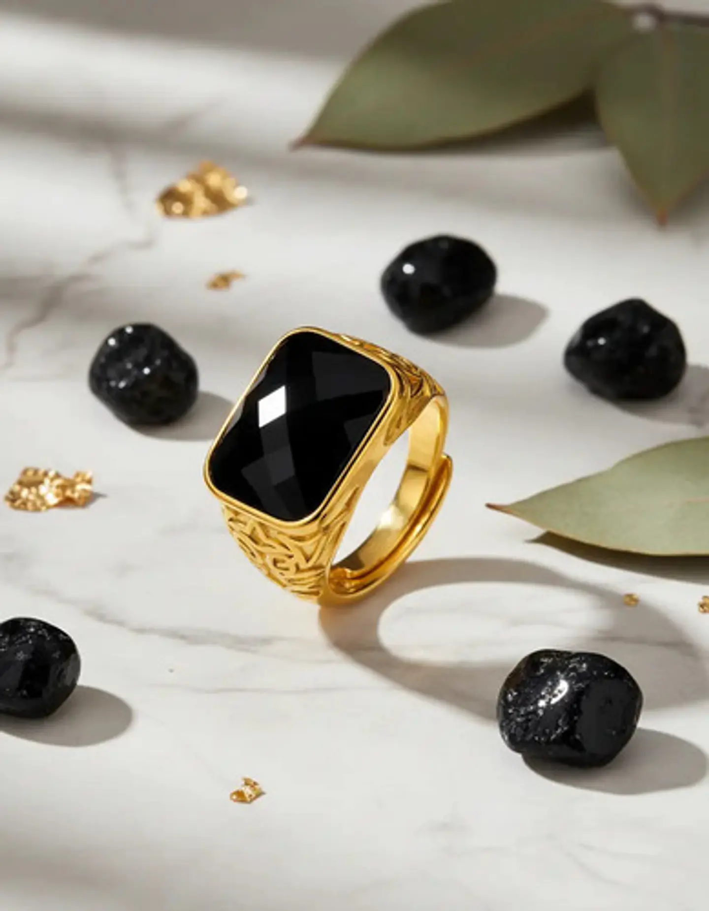 Anillo Para Hombre Mujer Piedra Cristal Ajustable Color Oro 10
