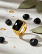 Anillo Para Hombre Mujer Piedra Cristal Ajustable Color Oro - Miniatura 10