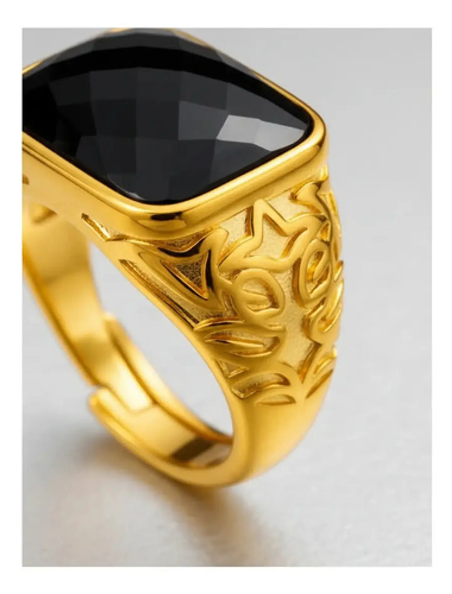 Anillo Para Hombre Mujer Piedra Cristal Ajustable Color Oro 12