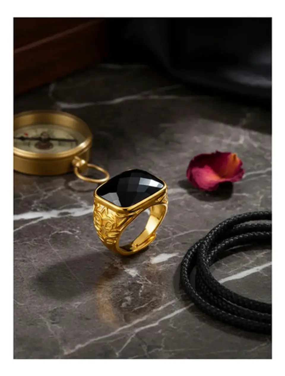 Anillo Para Hombre Mujer Piedra Cristal Ajustable Color Oro 13