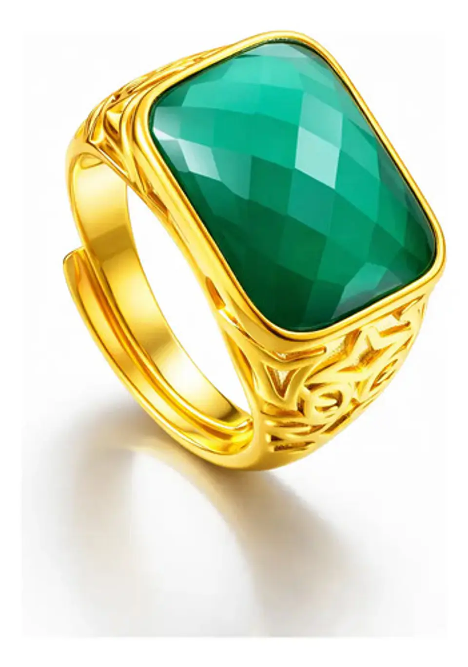 Anillo Para Hombre Mujer Piedra Cristal Ajustable Color Oro 18