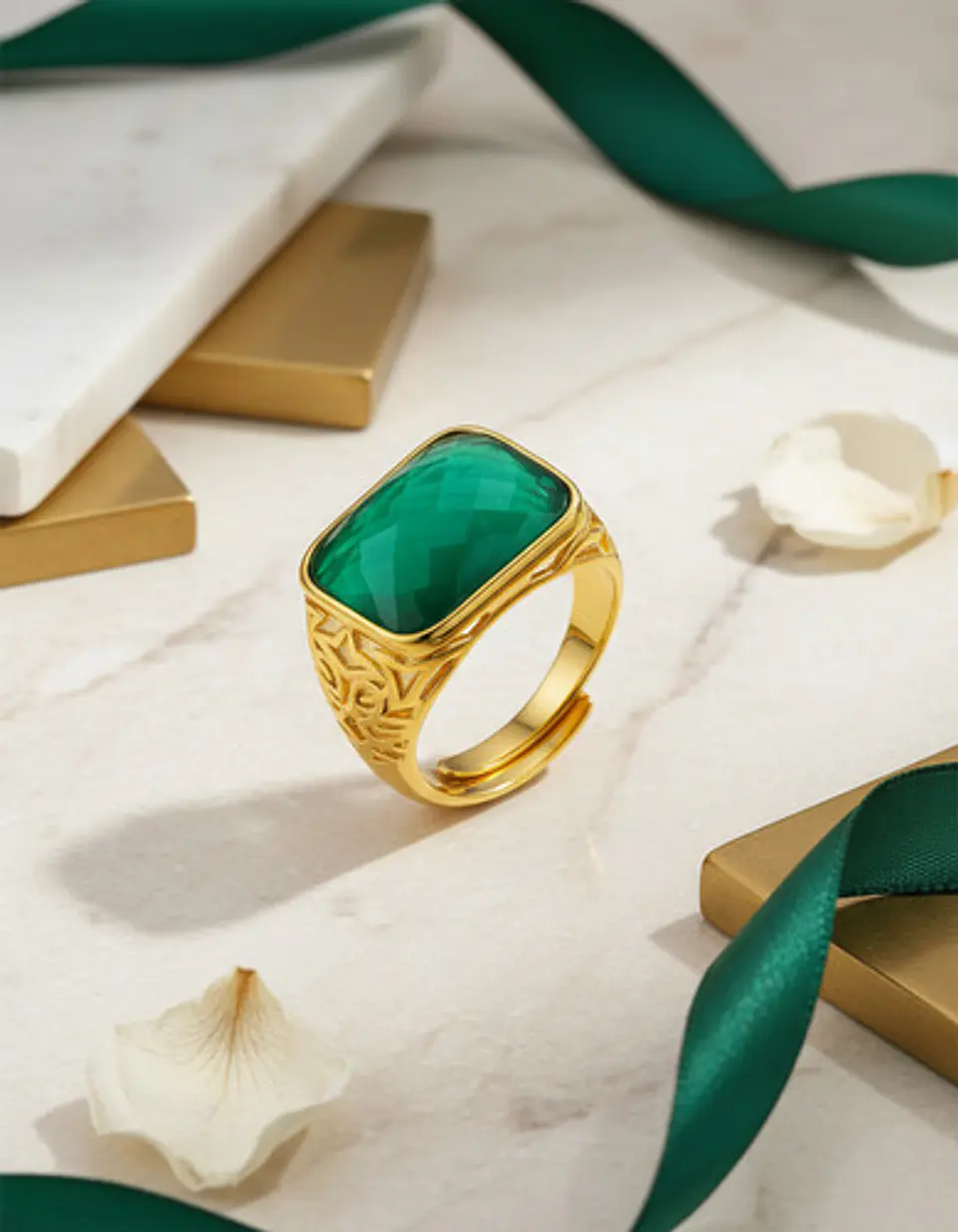 Anillo Para Hombre Mujer Piedra Cristal Ajustable Color Oro 19