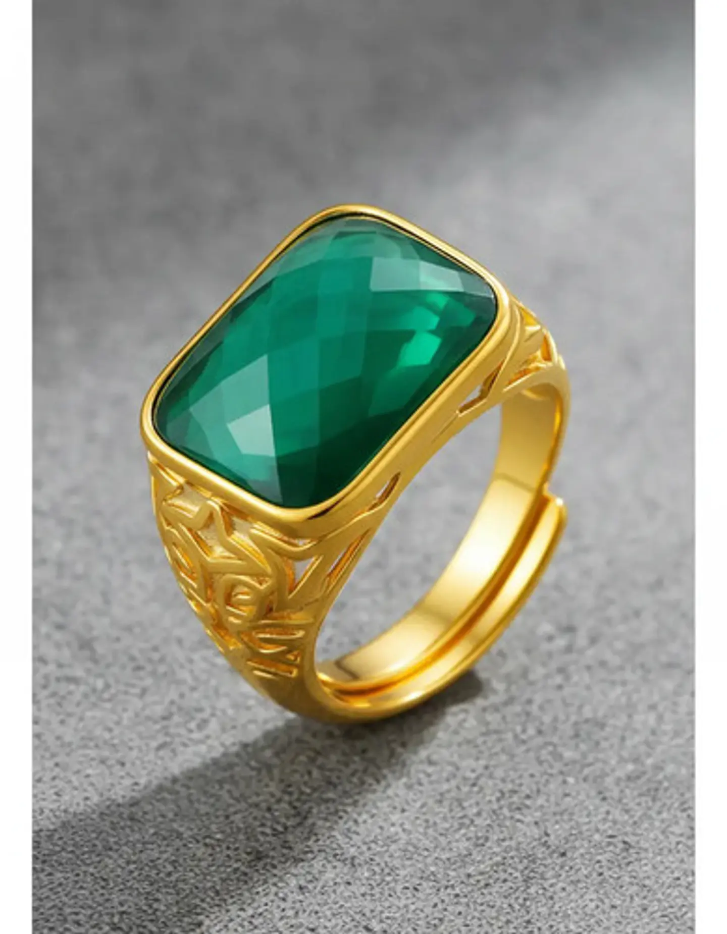 Anillo Para Hombre Mujer Piedra Cristal Ajustable Color Oro 24