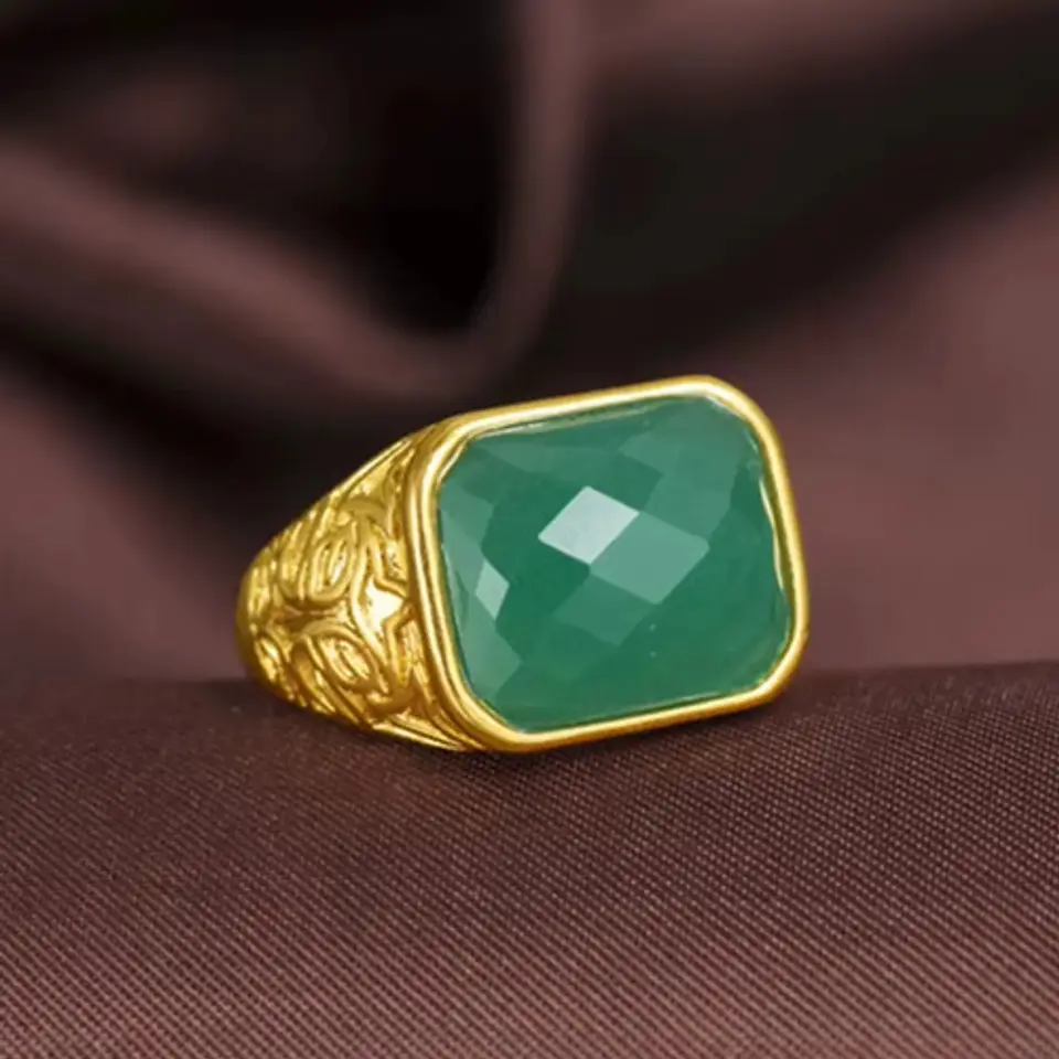 Anillo Para Hombre Mujer Piedra Cristal Ajustable Color Oro 25