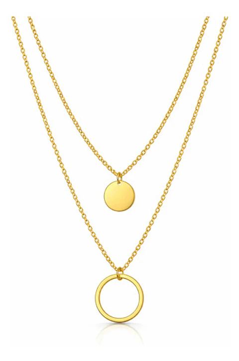 Collar Para Mujer Dijes Geométrico Doble Estilo Kpop Minimal