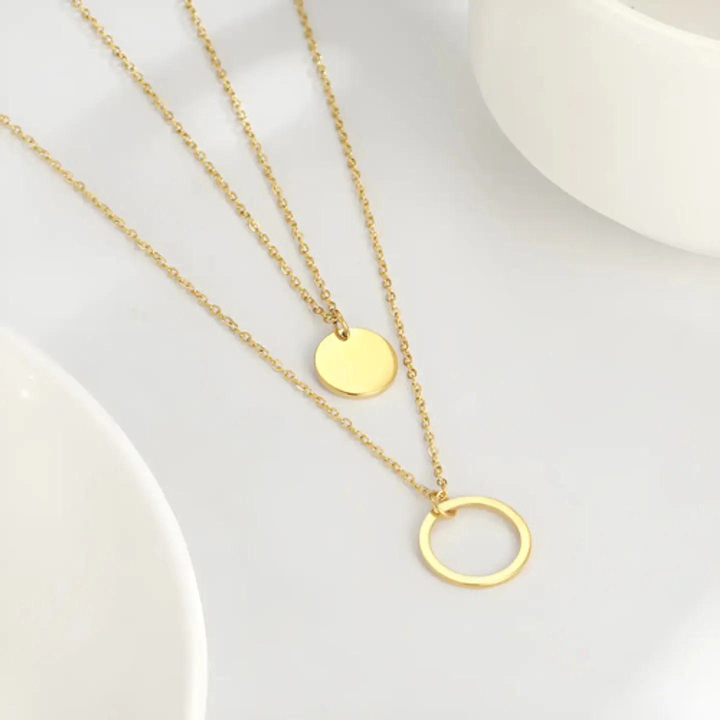 Collar Para Mujer Dijes Geométrico Doble Estilo Kpop Minimal 2