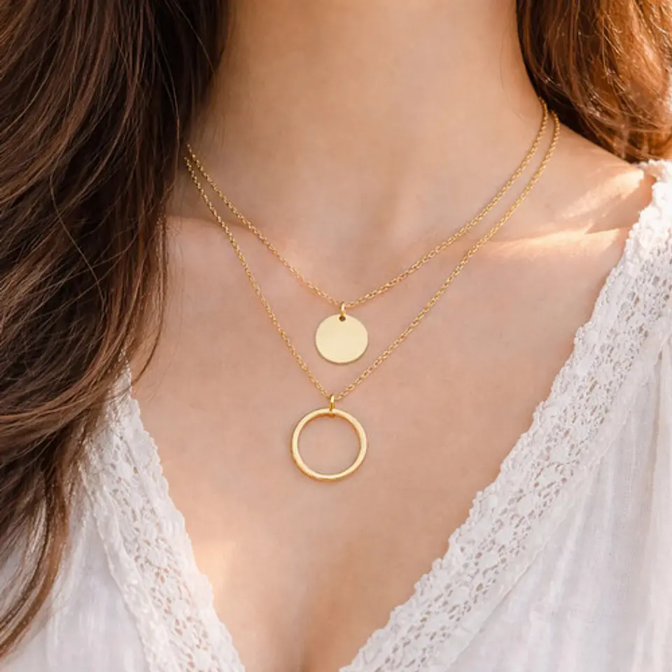 Collar Para Mujer Dijes Geométrico Doble Estilo Kpop Minimal 8