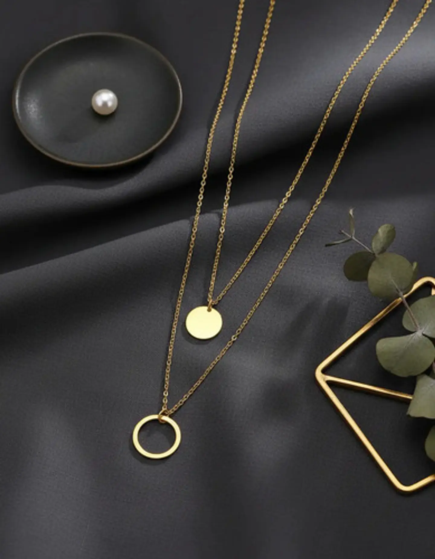 Collar Para Mujer Dijes Geométrico Doble Estilo Kpop Minimal 9