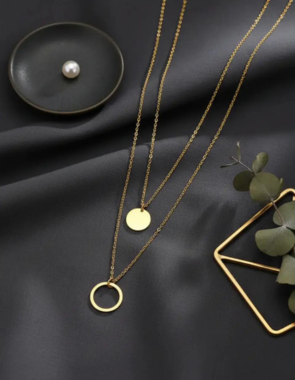 Collar Para Mujer Dijes Geométrico Doble Estilo Kpop Minimal 9