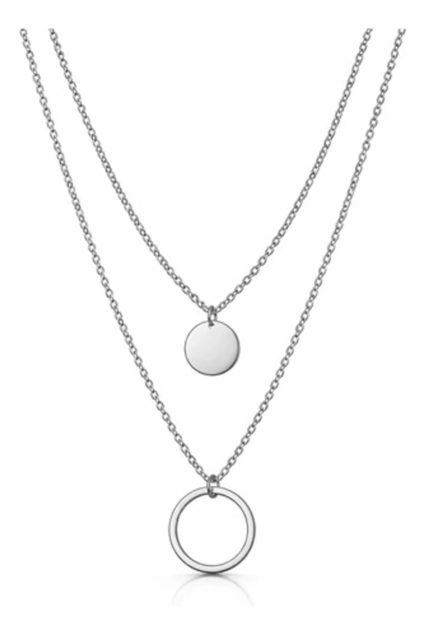Collar Para Mujer Dijes Geométrico Doble Estilo Kpop Minimal 11