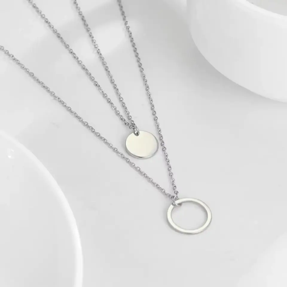 Collar Para Mujer Dijes Geométrico Doble Estilo Kpop Minimal 12