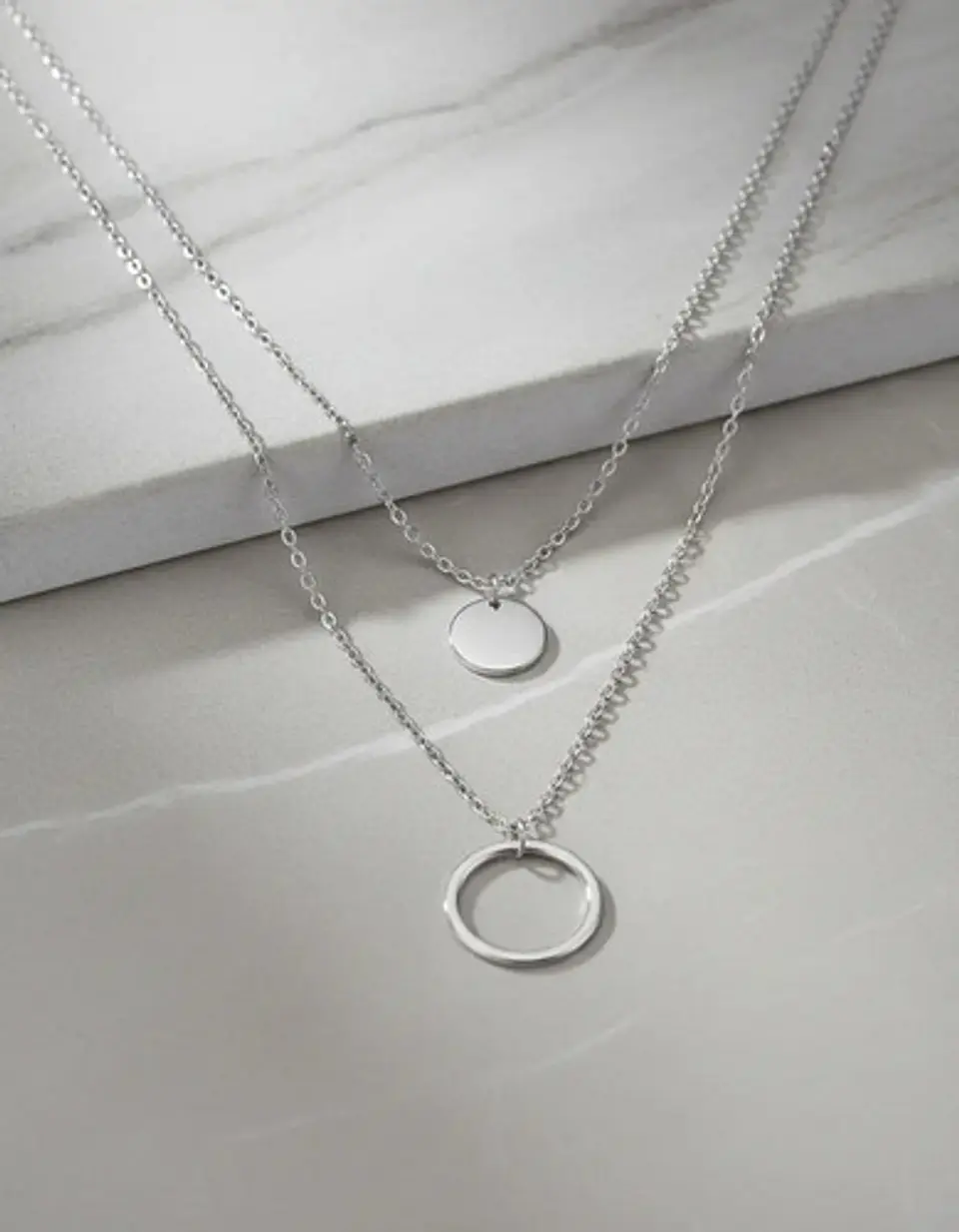 Collar Para Mujer Dijes Geométrico Doble Estilo Kpop Minimal 13