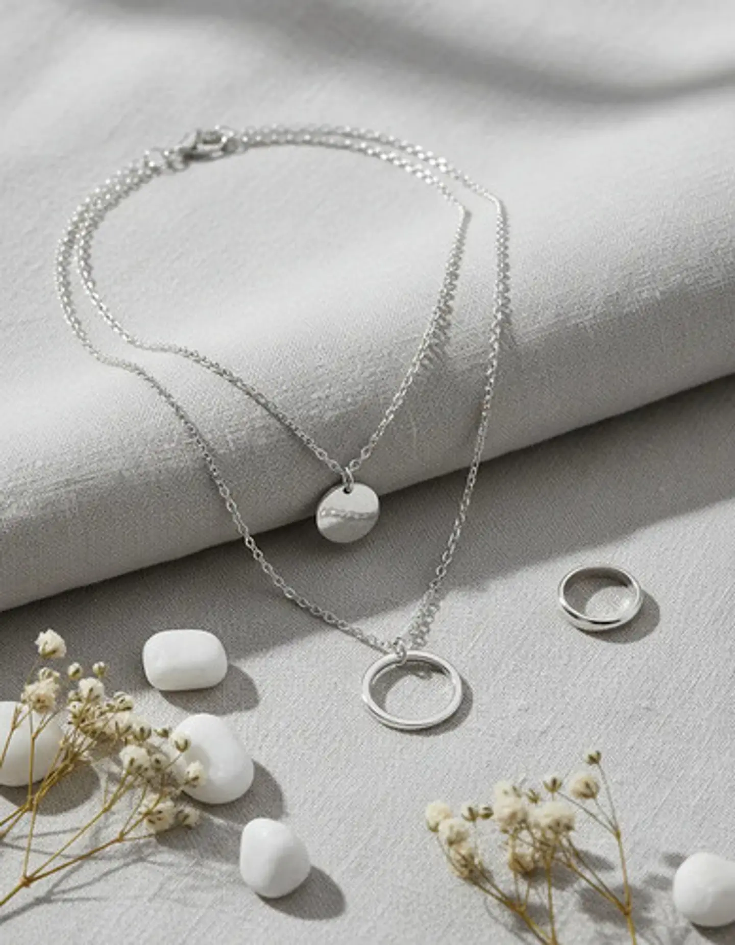 Collar Para Mujer Dijes Geométrico Doble Estilo Kpop Minimal 14