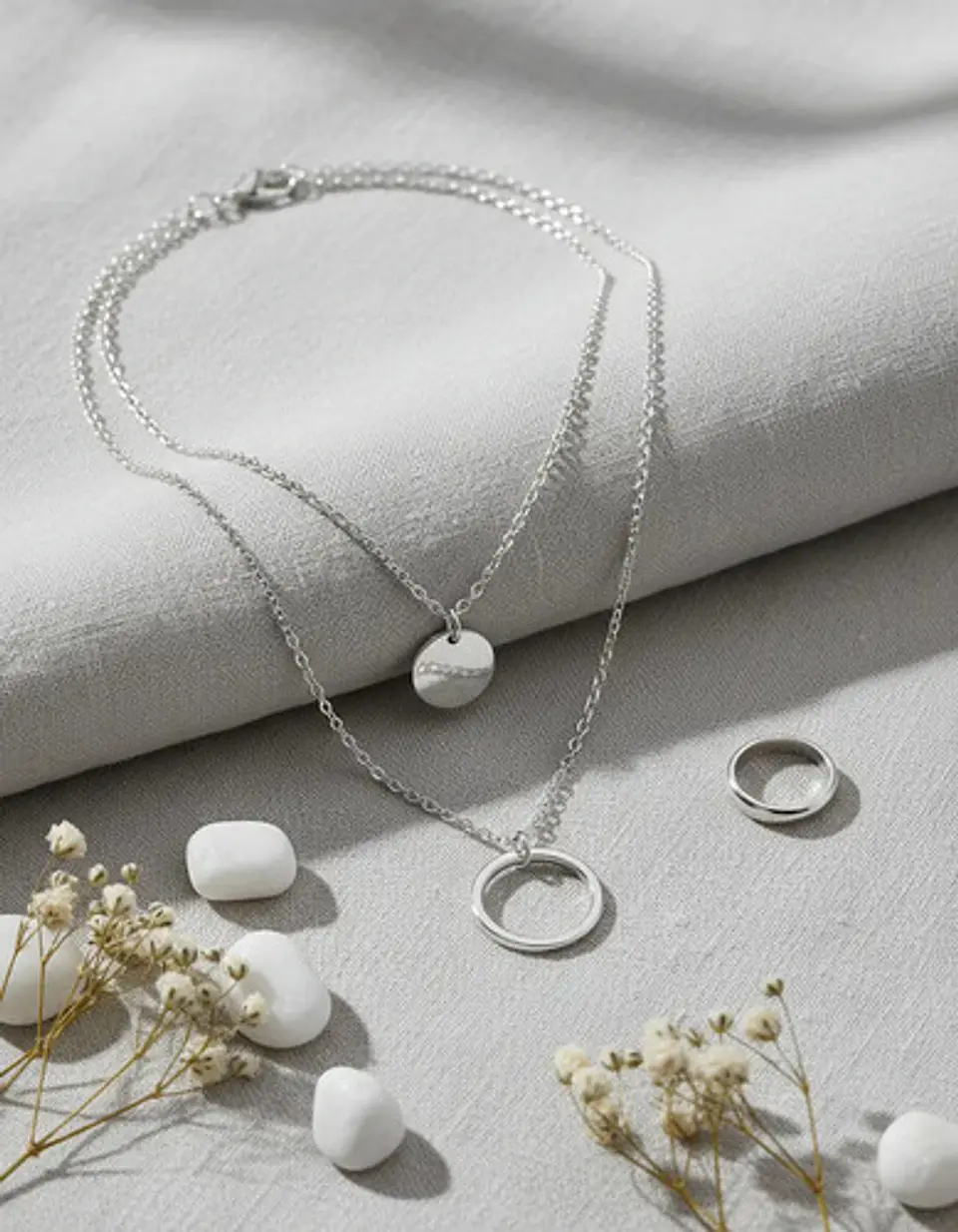 Collar Para Mujer Dijes Geométrico Doble Estilo Kpop Minimal 14