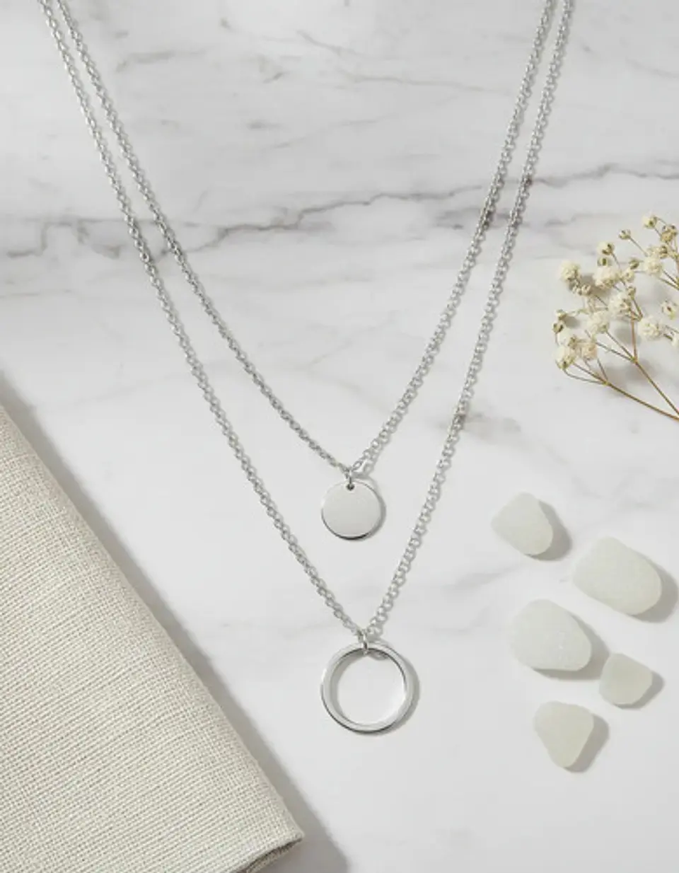 Collar Para Mujer Dijes Geométrico Doble Estilo Kpop Minimal 15