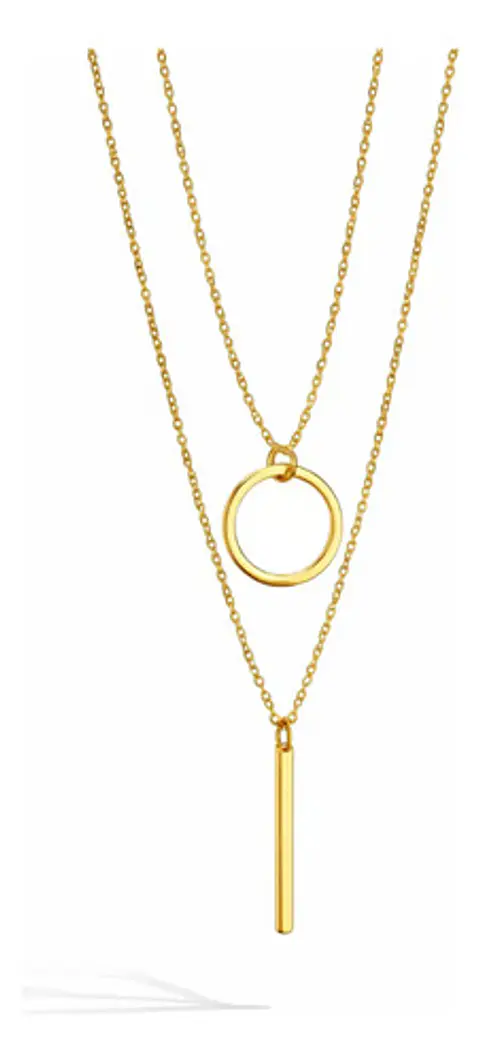 Collar Doble Capa Para Mujeres Dije Geométrico Minimalista