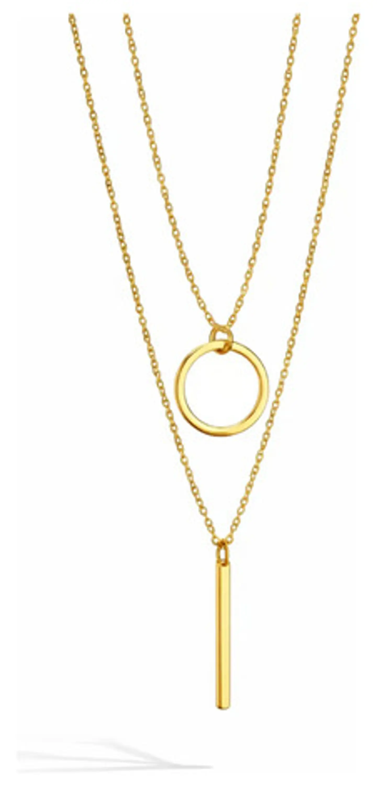 Collar Doble Capa Para Mujeres Dije Geométrico Minimalista 1