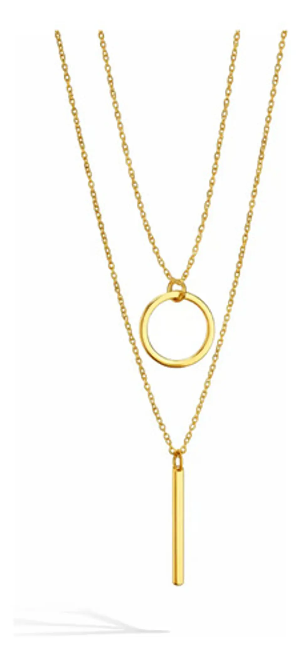 Collar Doble Capa Para Mujeres Dije Geométrico Minimalista 1