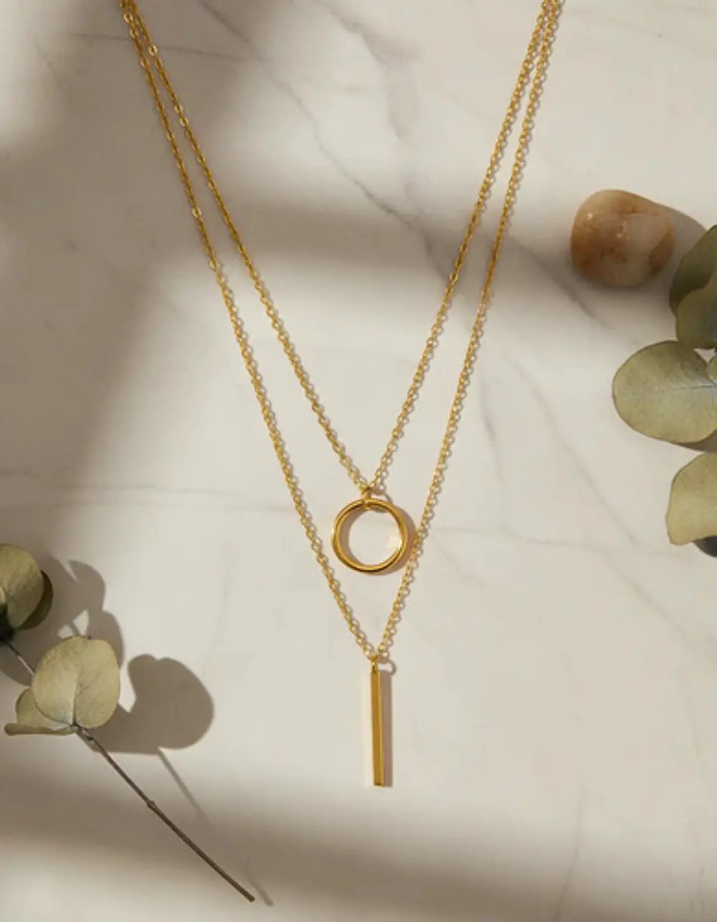 Collar Doble Capa Para Mujeres Dije Geométrico Minimalista 2