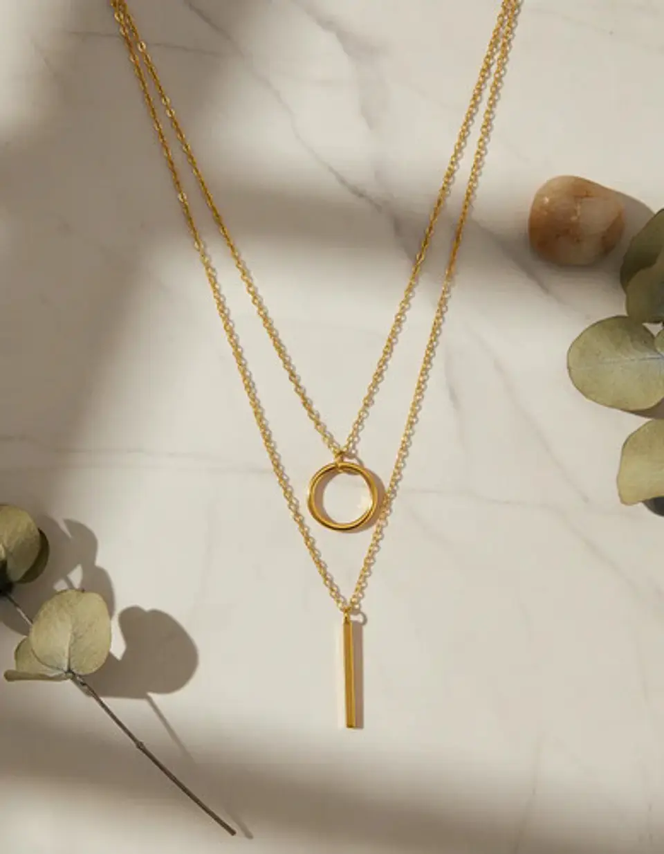 Collar Doble Capa Para Mujeres Dije Geométrico Minimalista 2