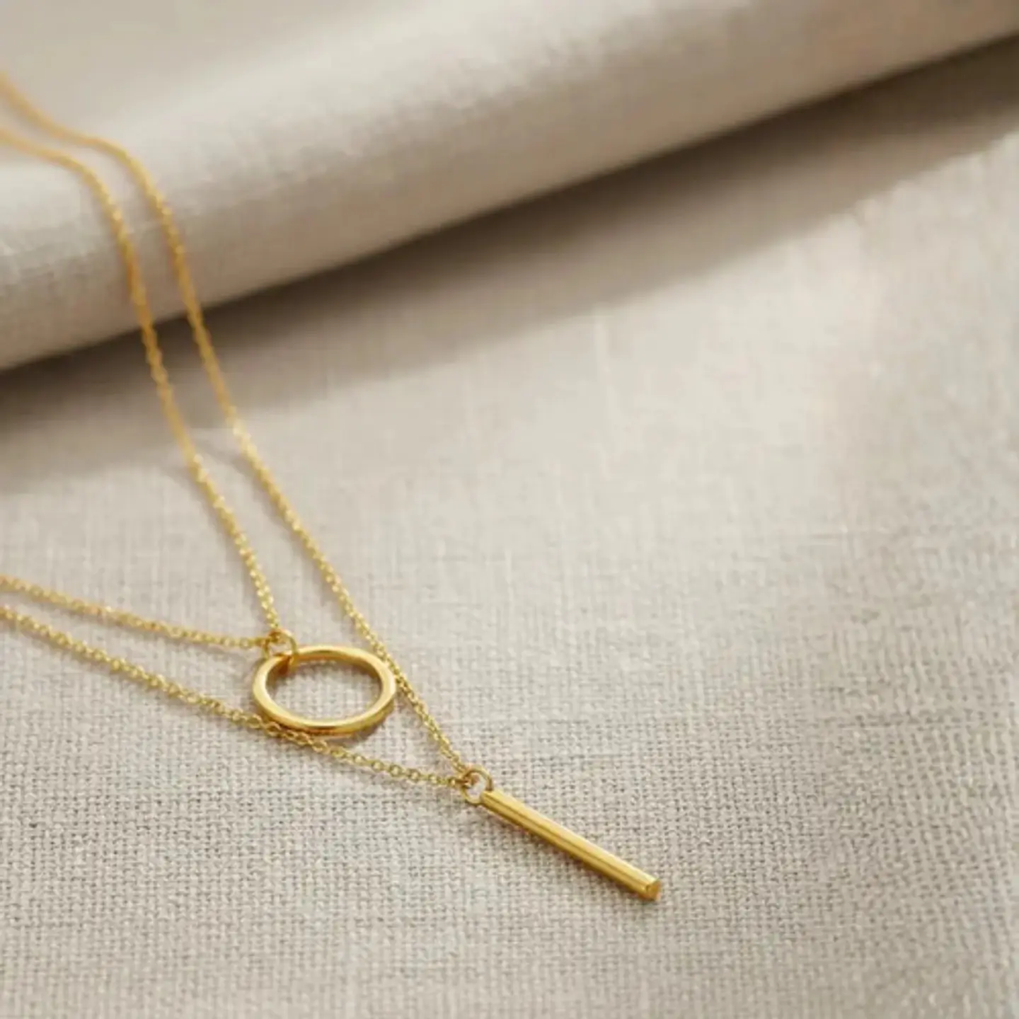 Collar Doble Capa Para Mujeres Dije Geométrico Minimalista 4