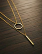 Collar Doble Capa Para Mujeres Dije Geométrico Minimalista - Miniatura 9
