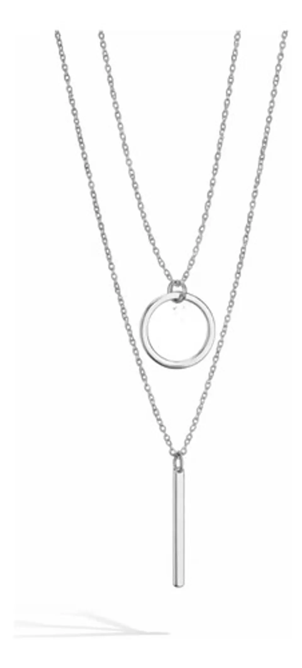 Collar Doble Capa Para Mujeres Dije Geométrico Minimalista 11