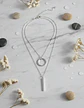 Collar Doble Capa Para Mujeres Dije Geométrico Minimalista - Miniatura 12