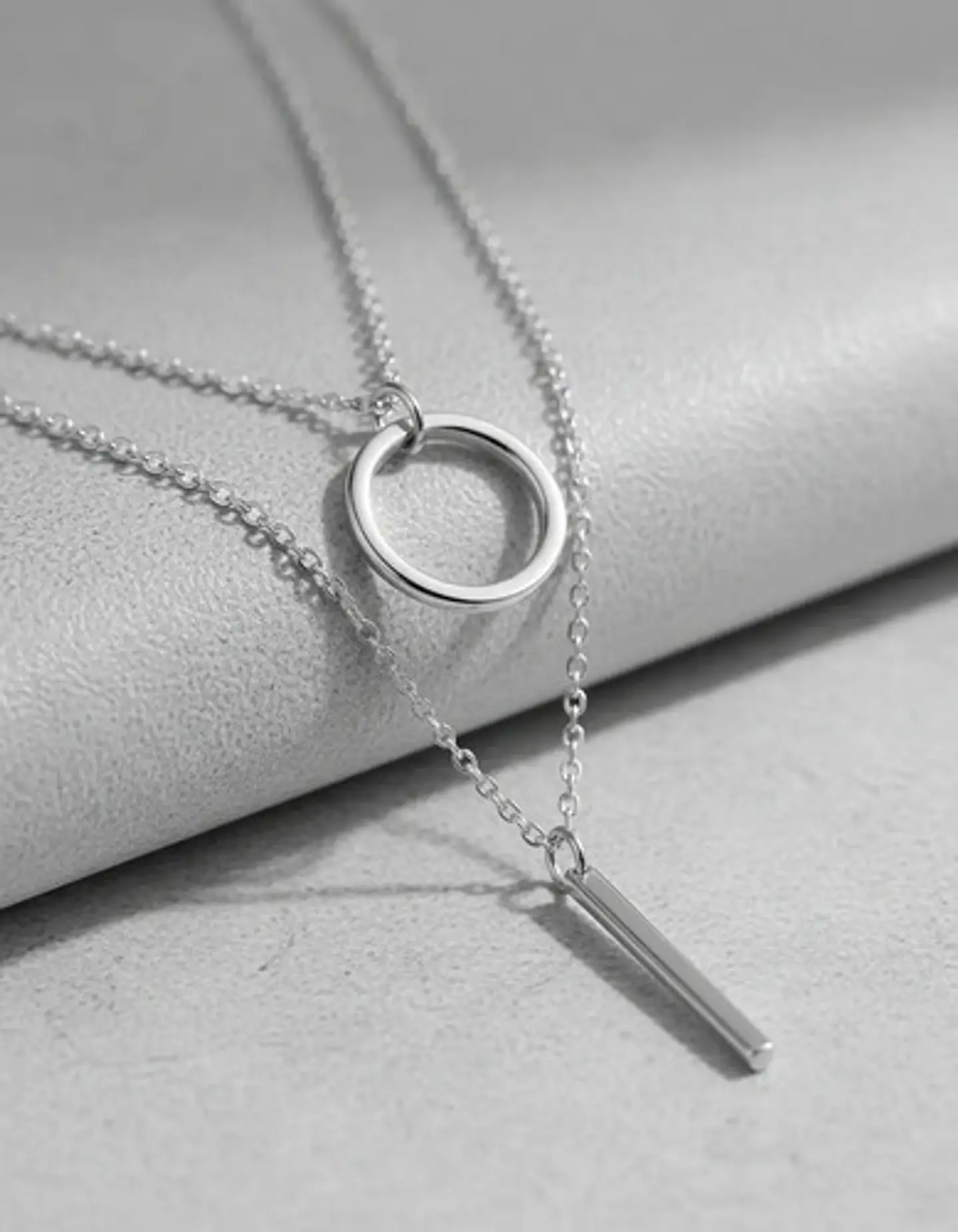 Collar Doble Capa Para Mujeres Dije Geométrico Minimalista 13