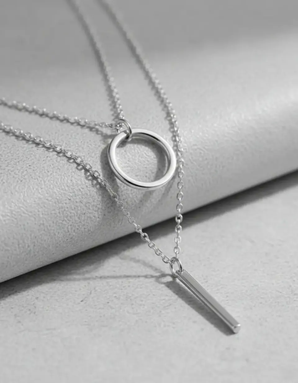 Collar Doble Capa Para Mujeres Dije Geométrico Minimalista 13