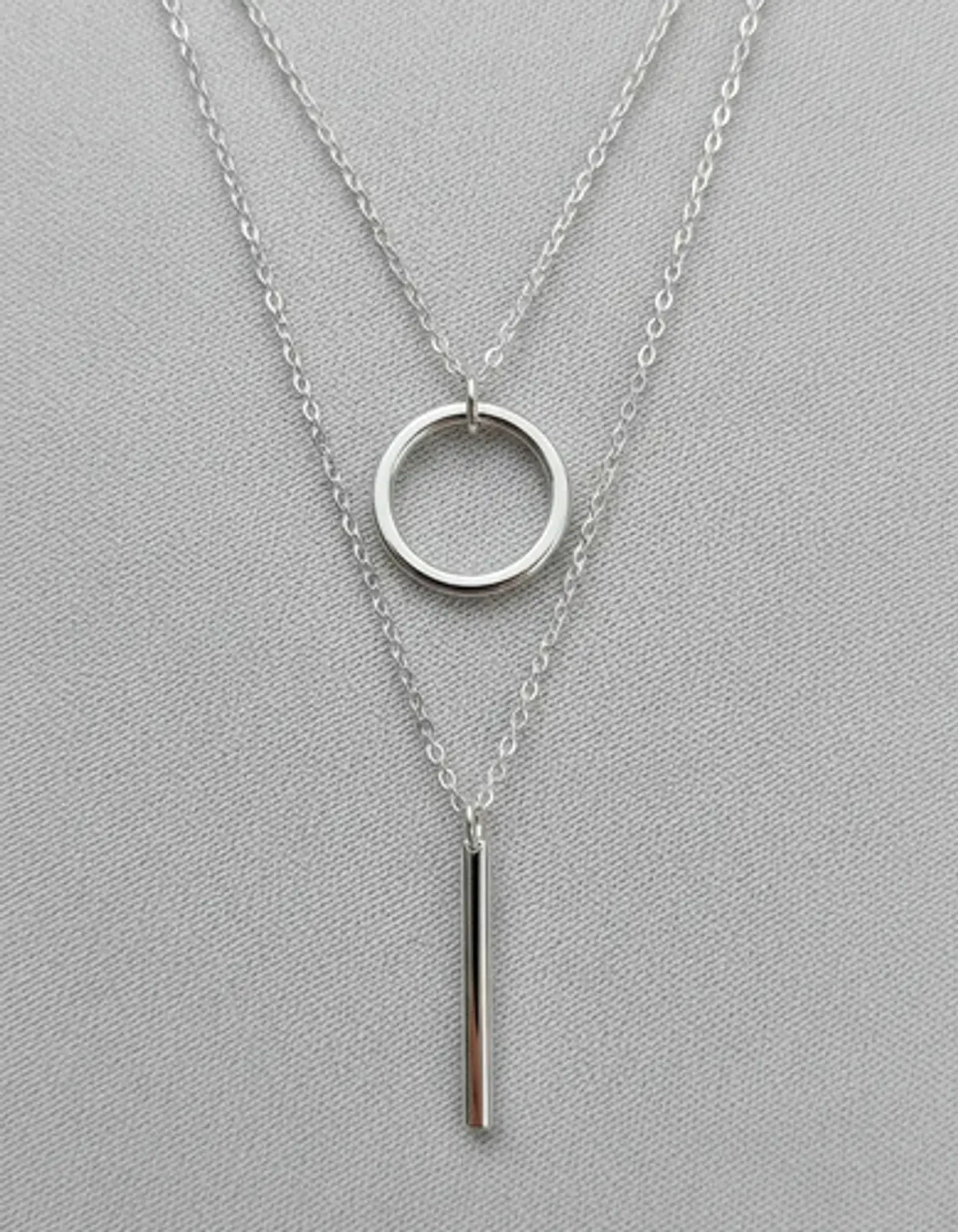 Collar Doble Capa Para Mujeres Dije Geométrico Minimalista 14