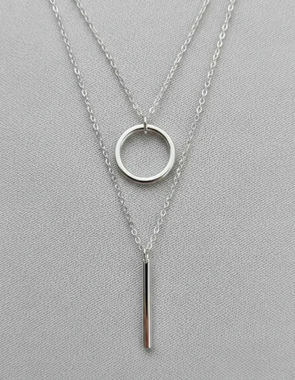 Collar Doble Capa Para Mujeres Dije Geométrico Minimalista 14