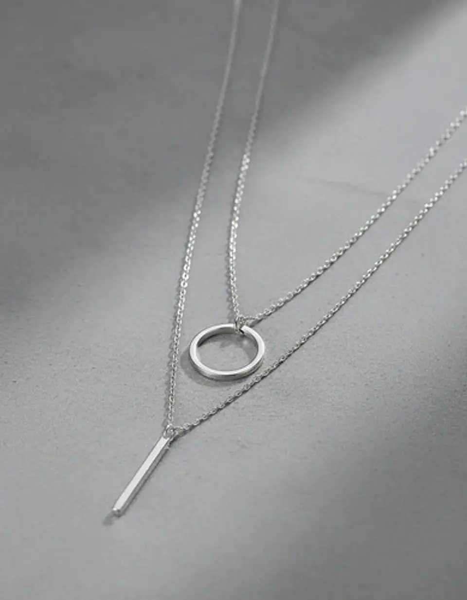 Collar Doble Capa Para Mujeres Dije Geométrico Minimalista 15